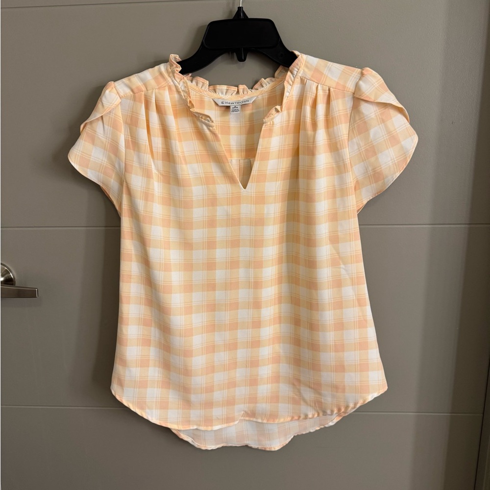 41 Hawthorn Peach Checkered Blouse